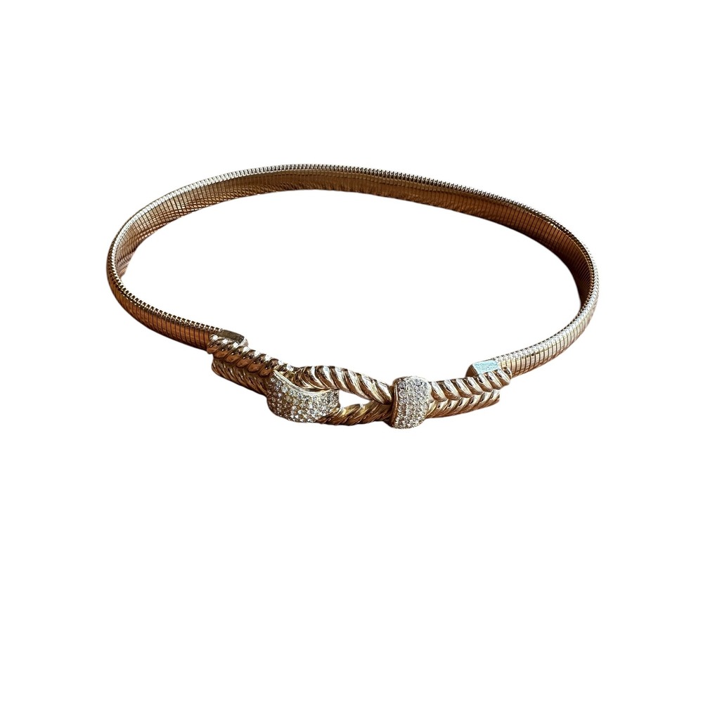 Accessocraft Gold Stretch‎ Belt Rhinestone Buckle Vintage 28" Costume Jewelry